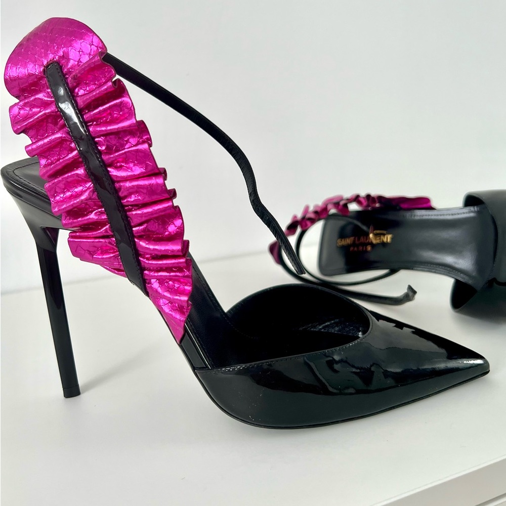 Saint Laurent Ayer’s Edie Heels size 39 black and fushia